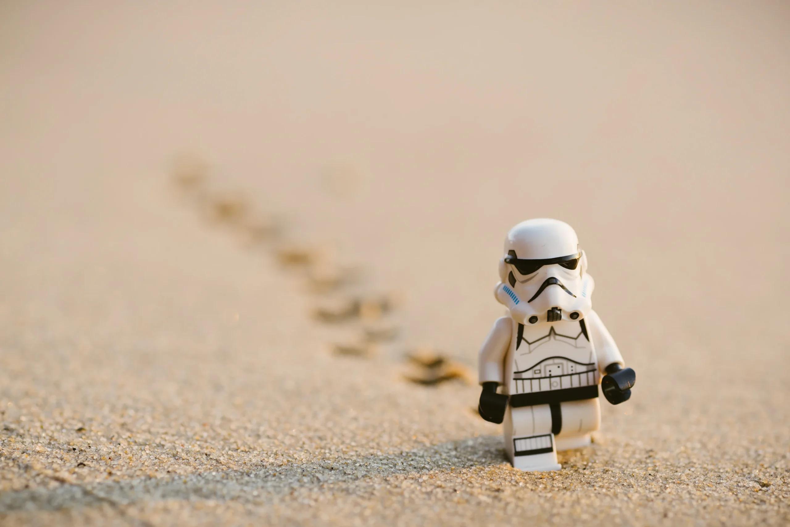 Minifigure walking on the sand