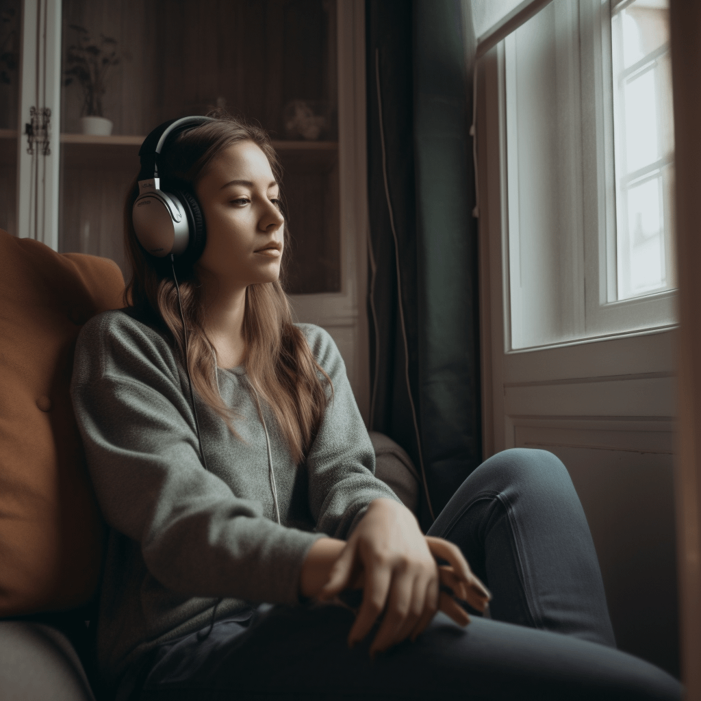 A person listening to music on headphones