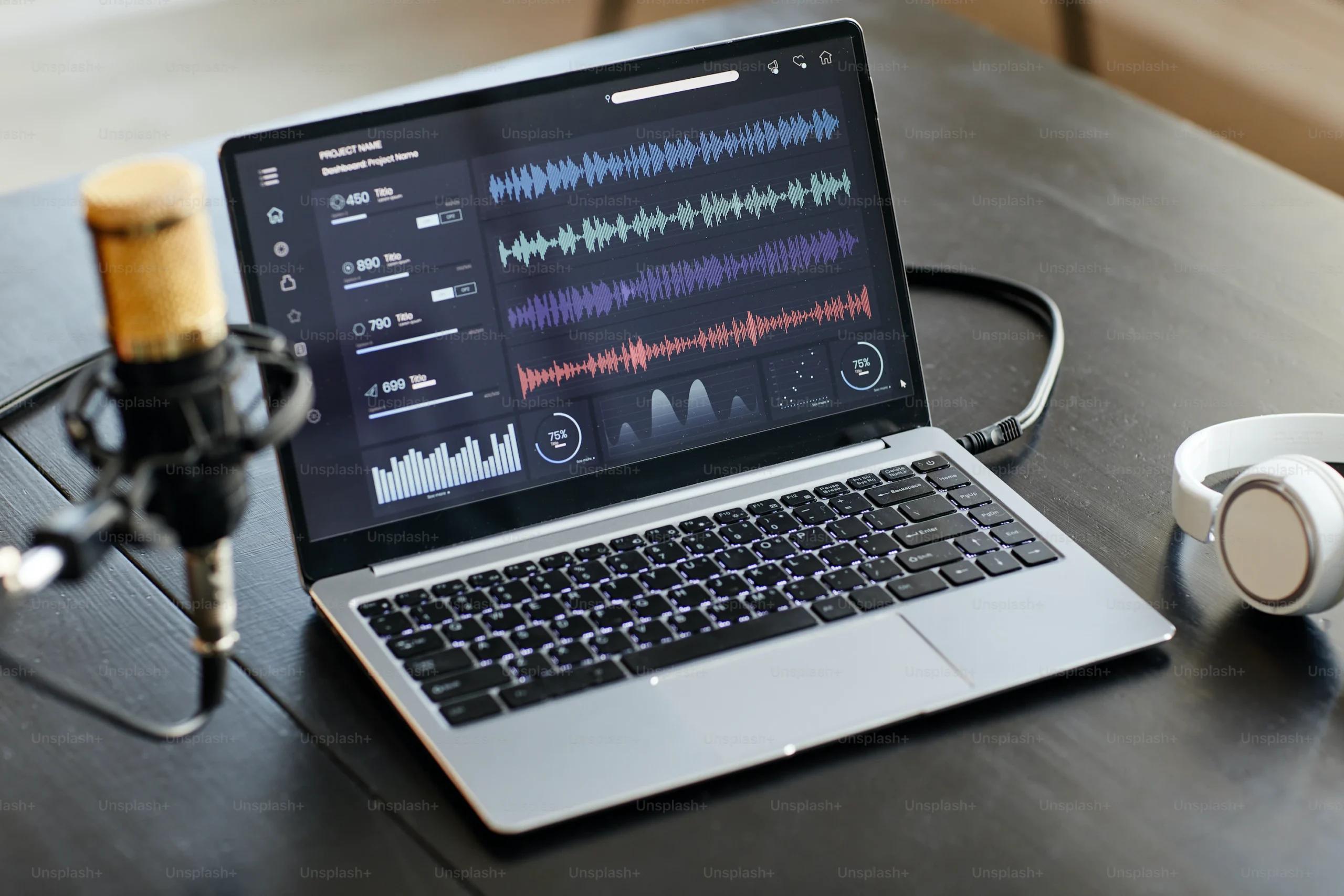 Music editing on a laptop