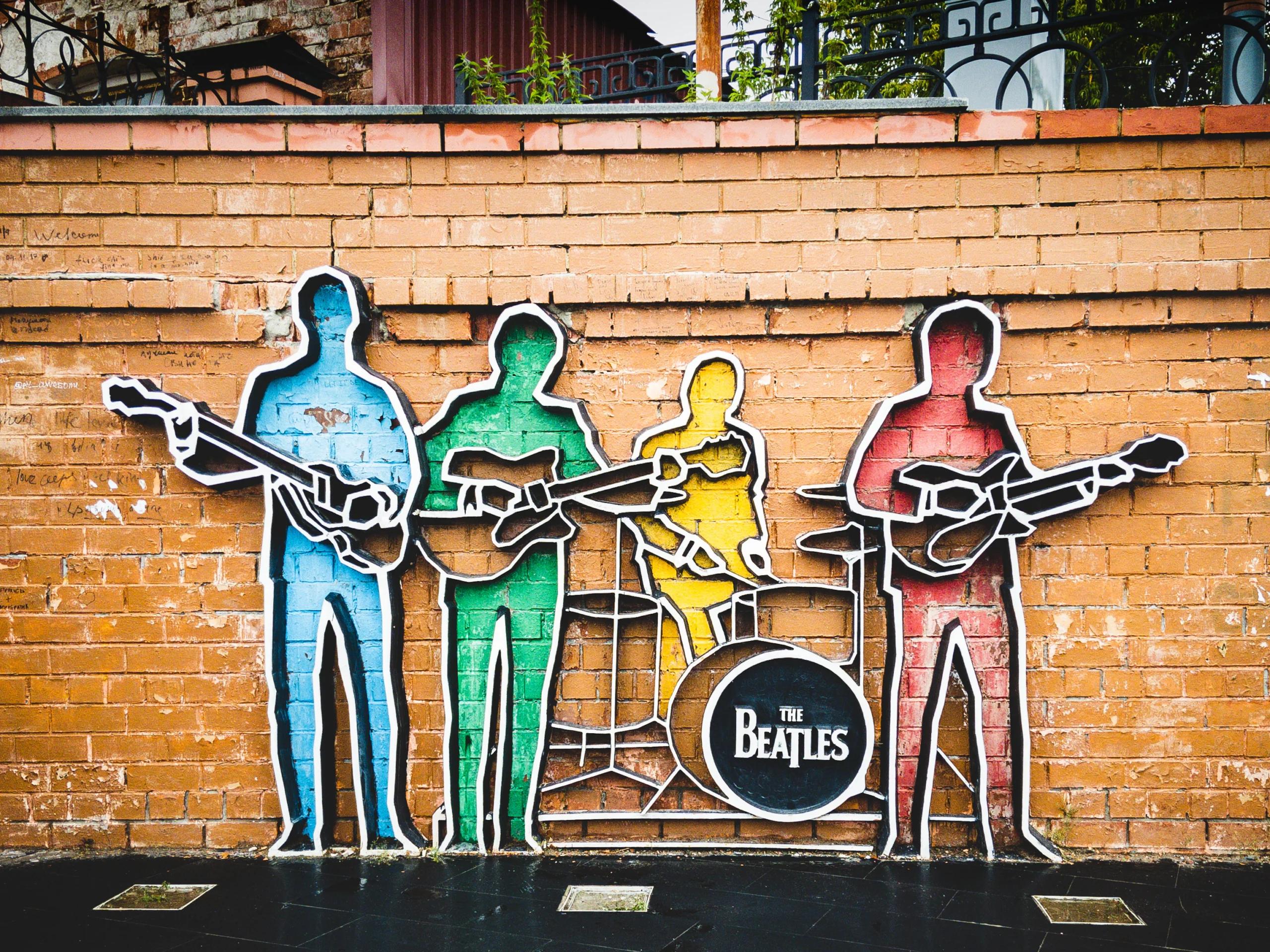 A Beatles artwork on a wall