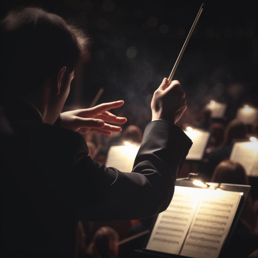 conductor conducting an orchestra